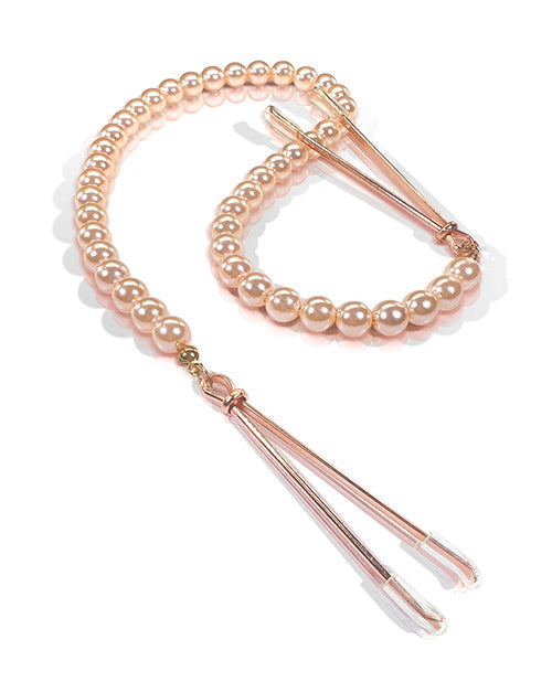Nixie Pearl Drop Tweezer Nipple Clamps - Rose Gold Global Novelties LLC