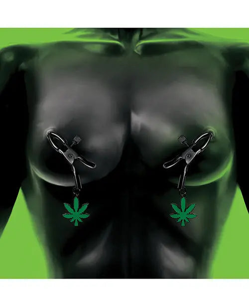 Stoner Vibes Glow in the Dark Adjustable Nipple Clamps Global Novelties LLC