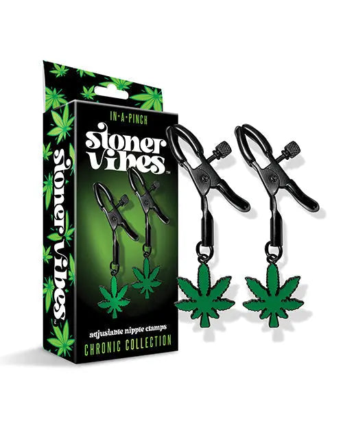 Stoner Vibes Glow in the Dark Adjustable Nipple Clamps Global Novelties LLC