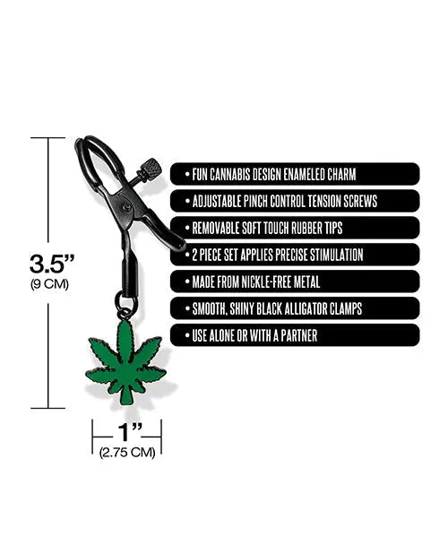 Stoner Vibes Glow in the Dark Adjustable Nipple Clamps Global Novelties LLC