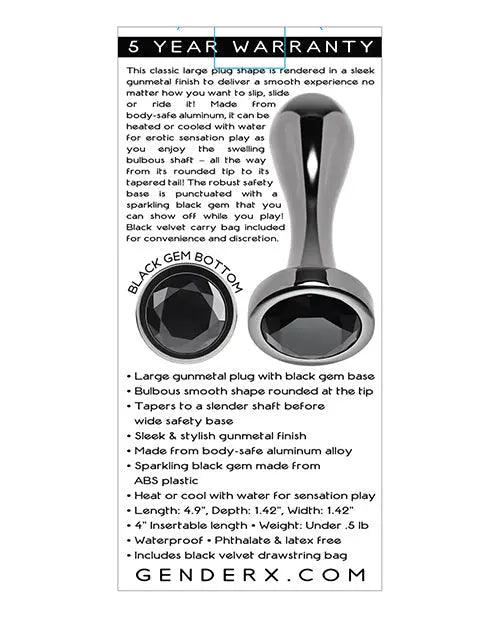 Gender X Black Pearl Plug - Black Evolved Novelties INC