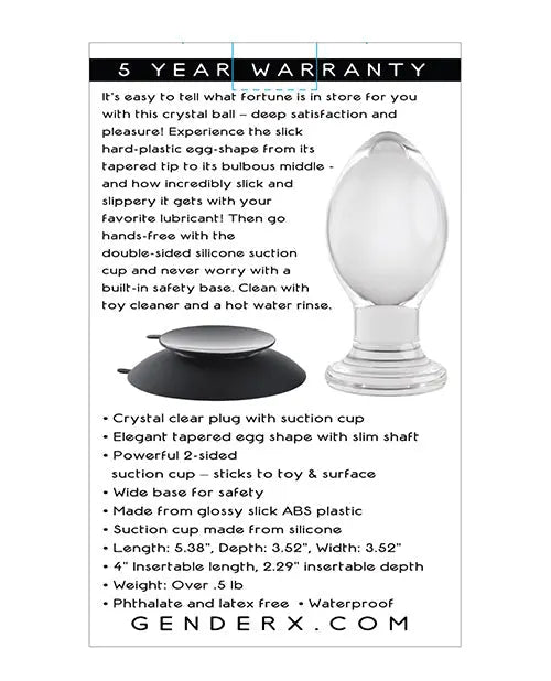 Gender X Crystal Ball Plug w/Suction Cup - Clear Evolved Novelties INC