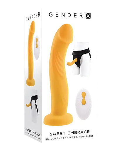 Gender X Sweet Embrace Dual Motor Strap On Vibe w/Harness - Yellow Evolved Novelties INC
