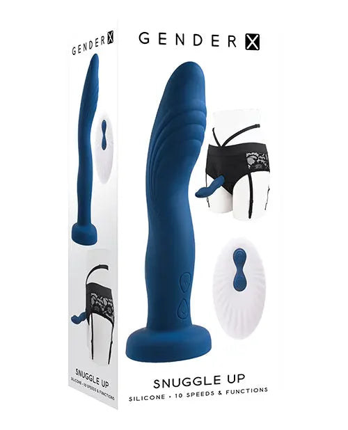 Gender X Snuggle Up Dual Motor Strap On Vibe w/Harness - Blue Evolved Novelties INC