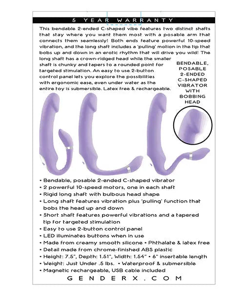 Gender X Orgasmic Orchid Poseable Vibrator - Purple Evolved Novelties INC