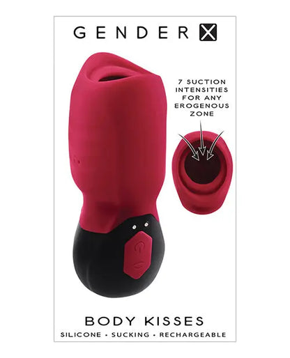 Gender X Body Kisses Vibrating Suction Massager - Red/Black Evolved Novelties INC