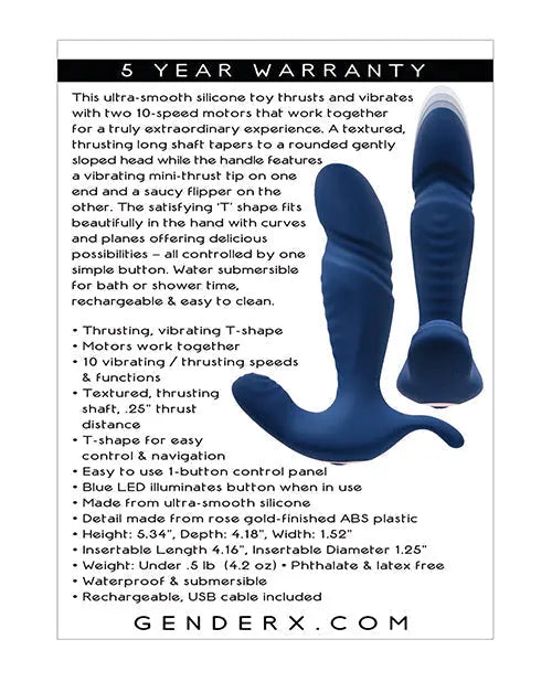 Gender X Thrusting Vibrator | True Blue 10x Curved Blue G Spot Vibrator | Best Vibrator for Women Evolved Novelties INC