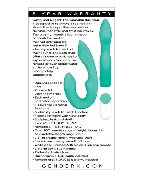 Gender X Strapless Seashell - Teal Evolved Novelties INC