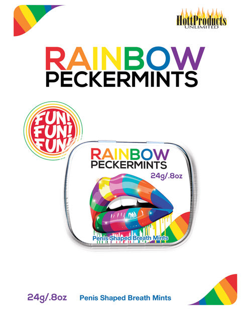 Rainbow Pecker Shape Candies in Tin-Carded Hott Products