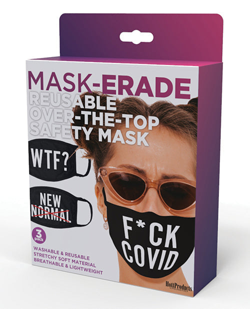 Hott Products Mask-erade Masks - F Covid/WTF?/New Normal X Pack of 3 Hott Products