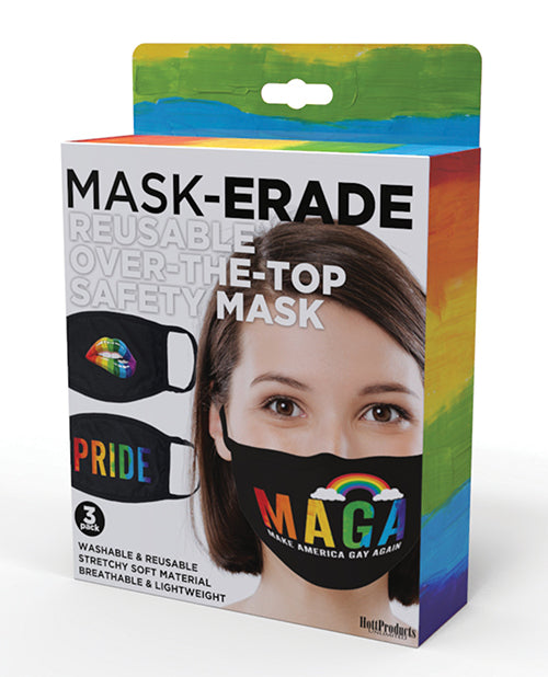 Hott Products Mask-erade Masks - Pride/Gay Again/ Rainbow Kiss Pack of 3 Hott Products