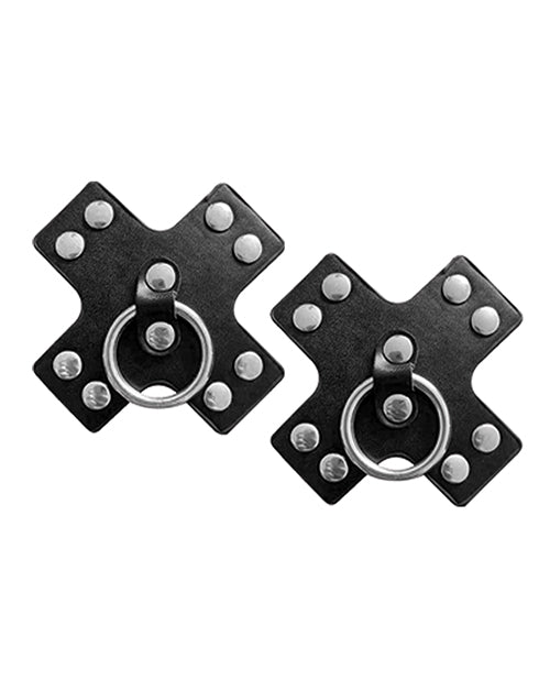 Nipplicious Seducer Leather Pasties w/Ring - Black Hott Products