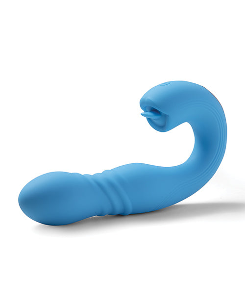 Joi App Controlled Thrusting G-Spot Vibrator & Clit Licker - Blue Uc Global Trade INChoney Play B