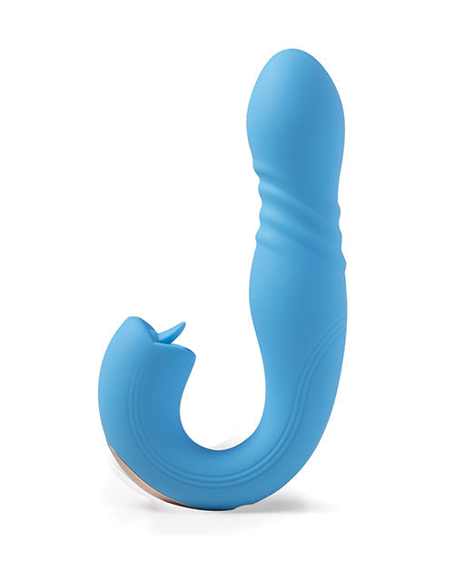 Joi App Controlled Thrusting G-Spot Vibrator & Clit Licker - Blue Uc Global Trade INChoney Play B