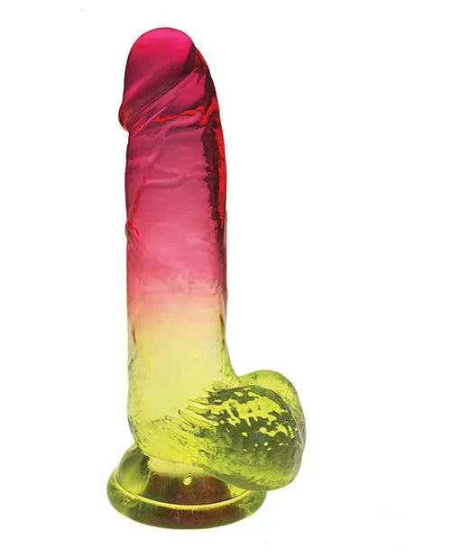 Shades Jelly Realistic Dildo | TPR Gradient 8-Inch Big Dildo | Large Yellow-Pink Dildo Icon Brands INC