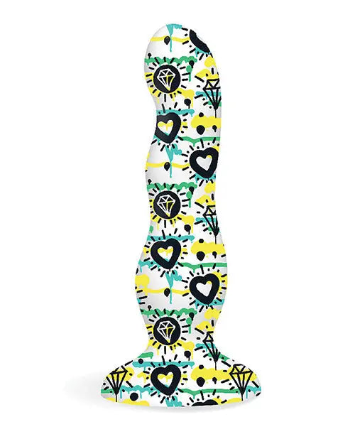 Collage Diamonds Hearts Realistic Dildo | Curvy Big Dildo | Suction Cup Dildo Icon Brands INC