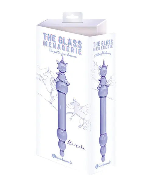 Glass Menagerie Realistic Dildo | Unicorn Glass Dildo | Purple Big Dildo | Nubbed Large Dildo Icon Brands INC