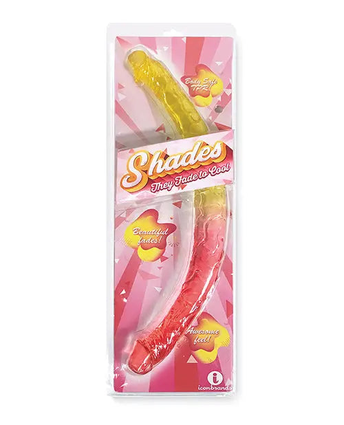 Shades Giant Dildo | Jelly TPR Realistic Dildo | Gradient Double Dildo | Yellow Pink Dildo Icon Brands INC