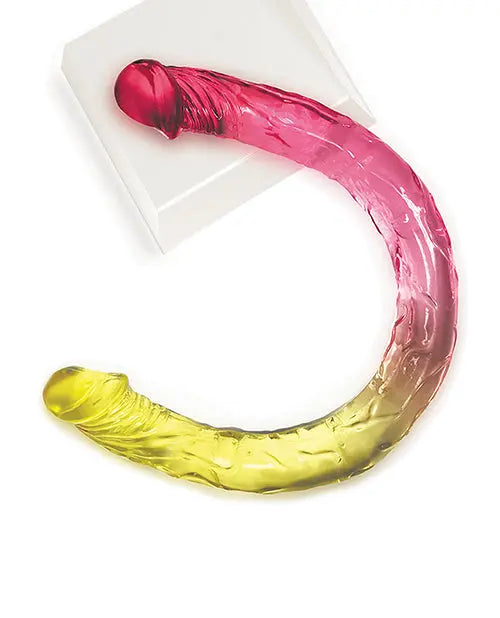 Shades Giant Dildo | Jelly TPR Realistic Dildo | Gradient Double Dildo | Yellow Pink Dildo Icon Brands INC