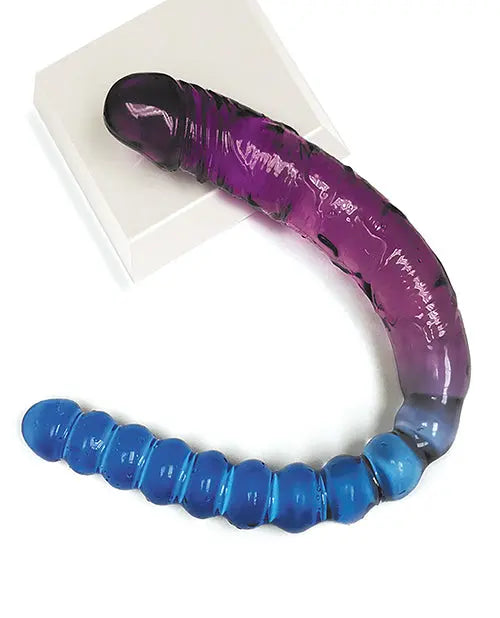 Shades 17" Big Dildo | Jelly TPR Giant Dildo | Gradient Double Dildo | Blue-Violet Large Dildo Icon Brands INC
