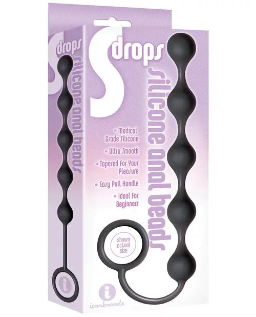 9's S Drops Silicone Anal Beads - Black Icon Brands INC