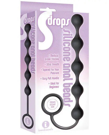 9's S Drops Silicone Anal Beads - Black Icon Brands INC