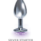 9's The Silver Starter Bejeweled Round Stainless Steel Plug - Violet Icon Brands INC