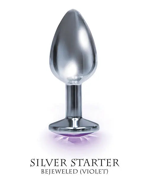 9's The Silver Starter Bejeweled Round Stainless Steel Plug - Violet Icon Brands INC
