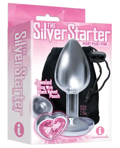 9's The Silver Starter Bejeweled Heart Stainless Steel Plug - Pink Icon Brands INC