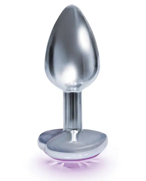 9's The Silver Starter Bejeweled Heart Stainless Steel Plug - Violet Icon Brands INC