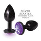 9's The Silver Starter Bejeweled Round Stainless Steel Plug - Black/Violet Icon Brands INC
