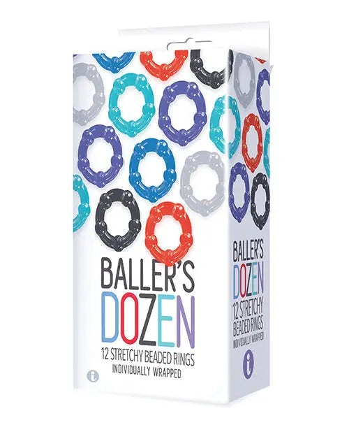 9's Baller's Dozen Beaded 12pc Cockring Set - Asst. Colors Icon Brands INC