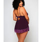 Cross Dye Lace & Microfiber Babydoll & G-String Purple 3X Icollection Lingerie