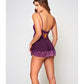 Cross Dye Lace & Microfiber Babydoll & G-String Purple SM Icollection Lingerie
