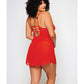 Galloon Lace & Fine Mesh Babydoll & G-String Red 1X Icollection Lingerie