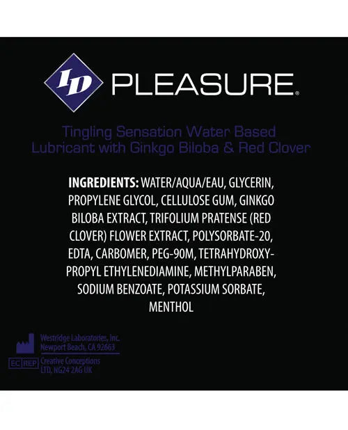 ID Pleasure Water-based Tingling Lubricant - 4.4 oz Bottle Westridge Laboratories