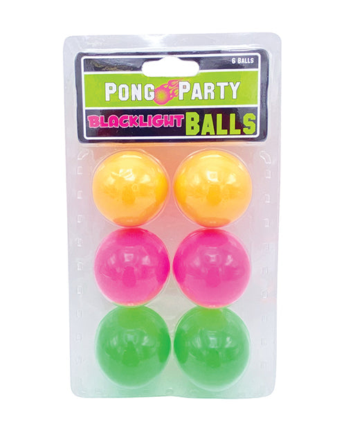 Black Light Pong Balls - Asst. Colors Pack of 6 Island Dogs