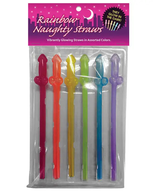 Naughty Glow in the Dark Rainbow Straws - Pack of 6 Kheper Games