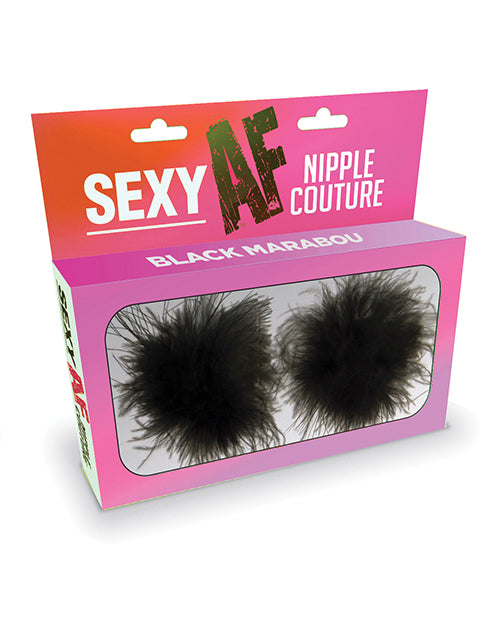 Sexy AF Nipple Couture Marabou Pastie - Black O/S Little Genie Productions LLC