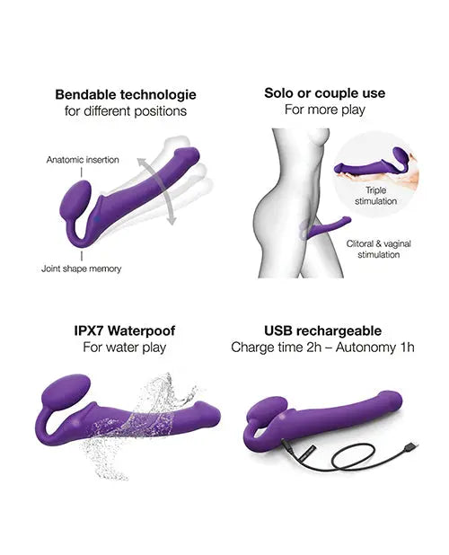 Strap on Me Vibrating Bendable Strapless Strap on Medium - Purple Lovely Planet