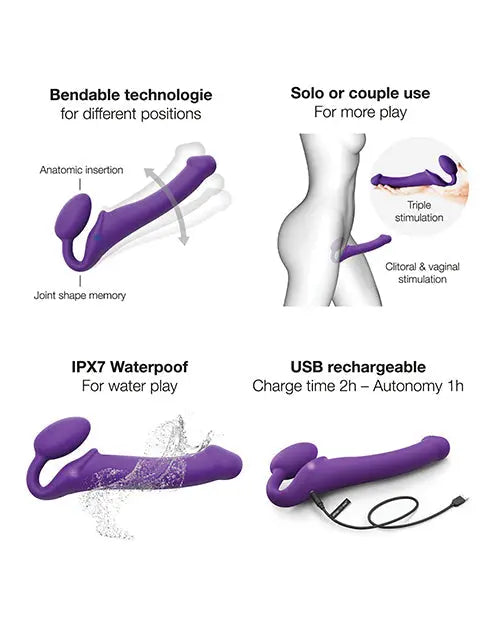 Strap on Me Vibrating Bendable Strapless Strap on Large - Purple Lovely Planet