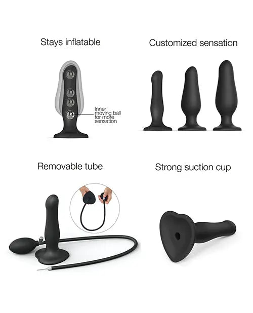 Strap on Me Inflatable Dildo Plug - Black Lovely Planet
