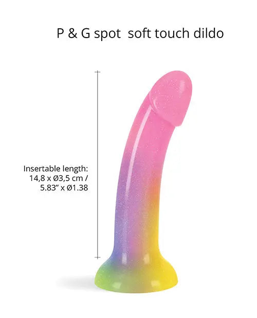 Love to Love Suction Cup Dildo | Glitter Silicone Rainbow Anal Dildo | Dildolls Stargazer Gradient Lovely Planet