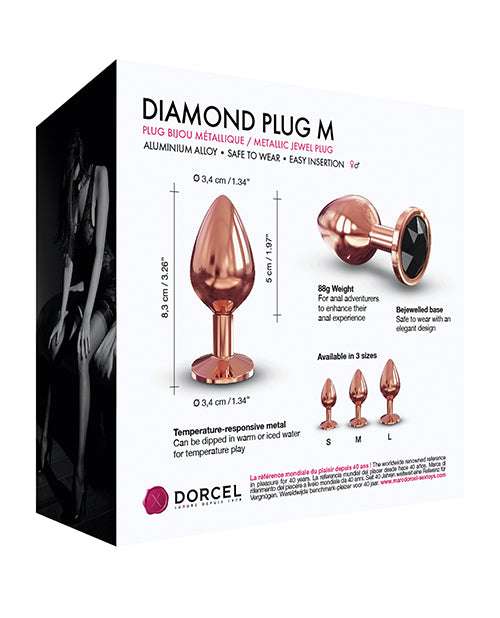 Dorcel Aluminium Bejeweled Diamond Plug - Rose Gold Medium Lovely Planet