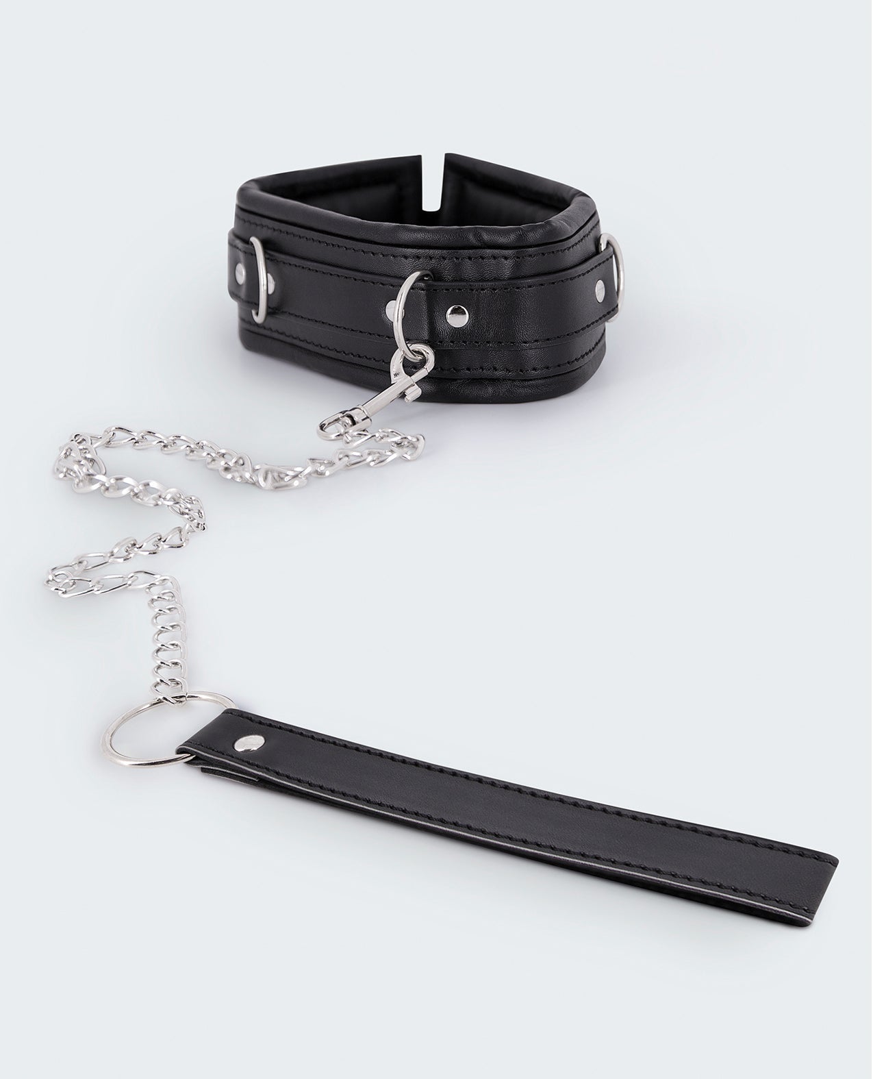 Lust PU Leather Collar & Leash - Black Comme Ci Comme Ca