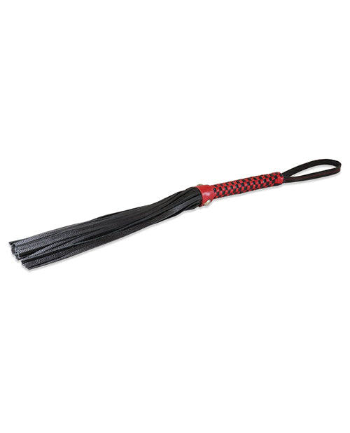 Sultra 16" Lambskin Flogger Classic Weave Grip - Black w/Red Woven Handle Sultra Leather