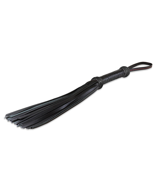 Sultra 16" Lambskin Twill Weave Grip Flogger - Black Sultra Leather