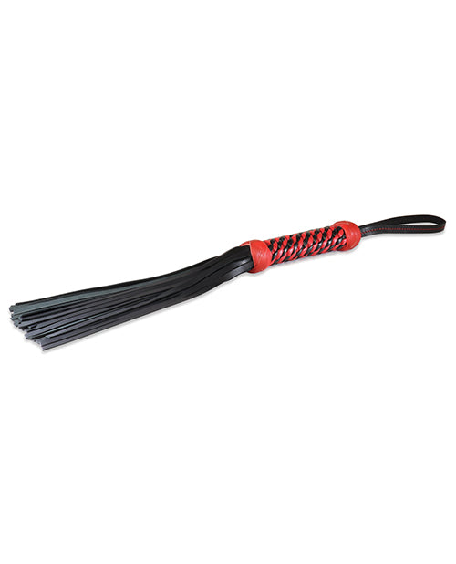 Sultra 16" Lambskin Twisted Grip Flogger - Black w/Red Woven Handle Sultra Leather