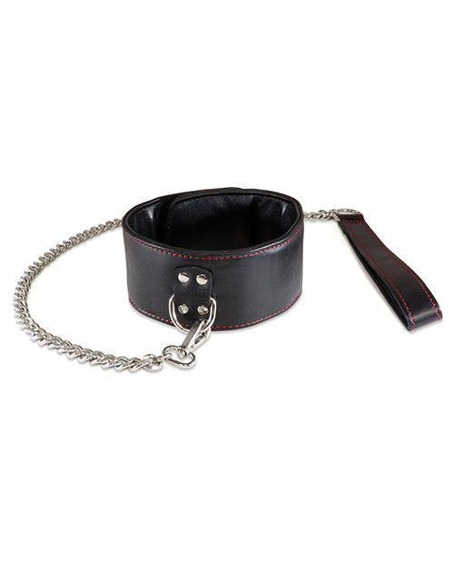 Sultra Lambskin 2 1/2" Collar w/24" Chain - Black Sultra Leather