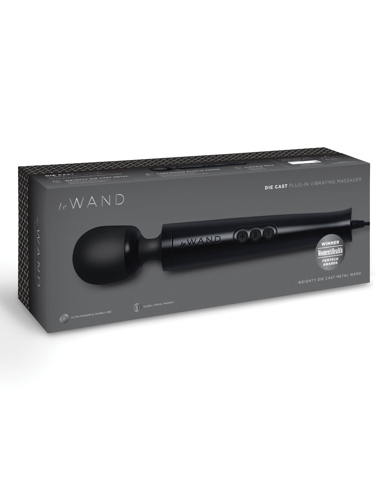 Le Wand Die Cast Plug-In Massager - Black Cotr INC